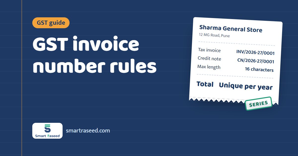 A list of invoice numbers in separate series for invoices and credit notes