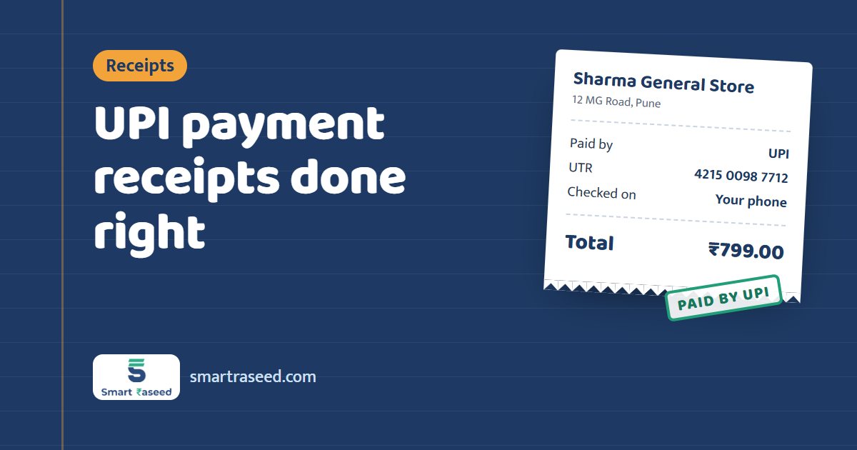 A phone showing a UPI QR code next to a printed payment receipt